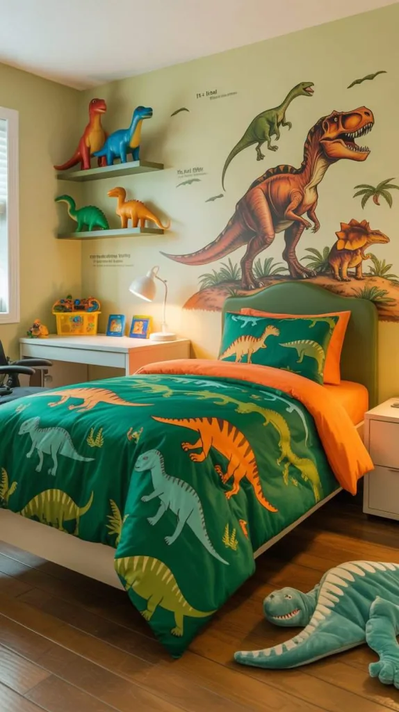 Dinosaur-Themed Bedroom with Playful Energy