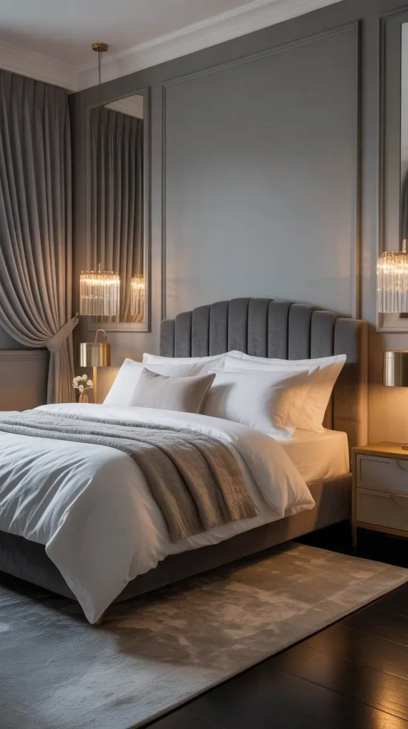 Elegant Grey Bedroom with Soft Textures