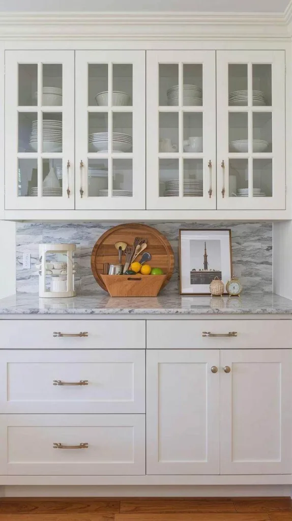 10 Small Kitchen Cabinets Ideas: Smart Storage 3 Glass-Front Cabinets