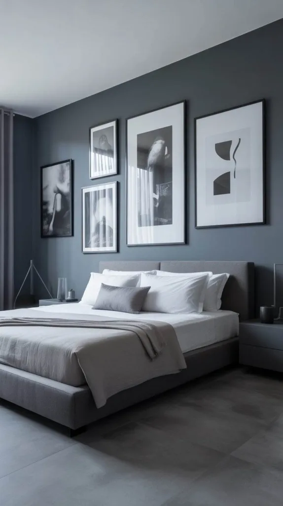 Grey Bedroom with Statement Wall Art
