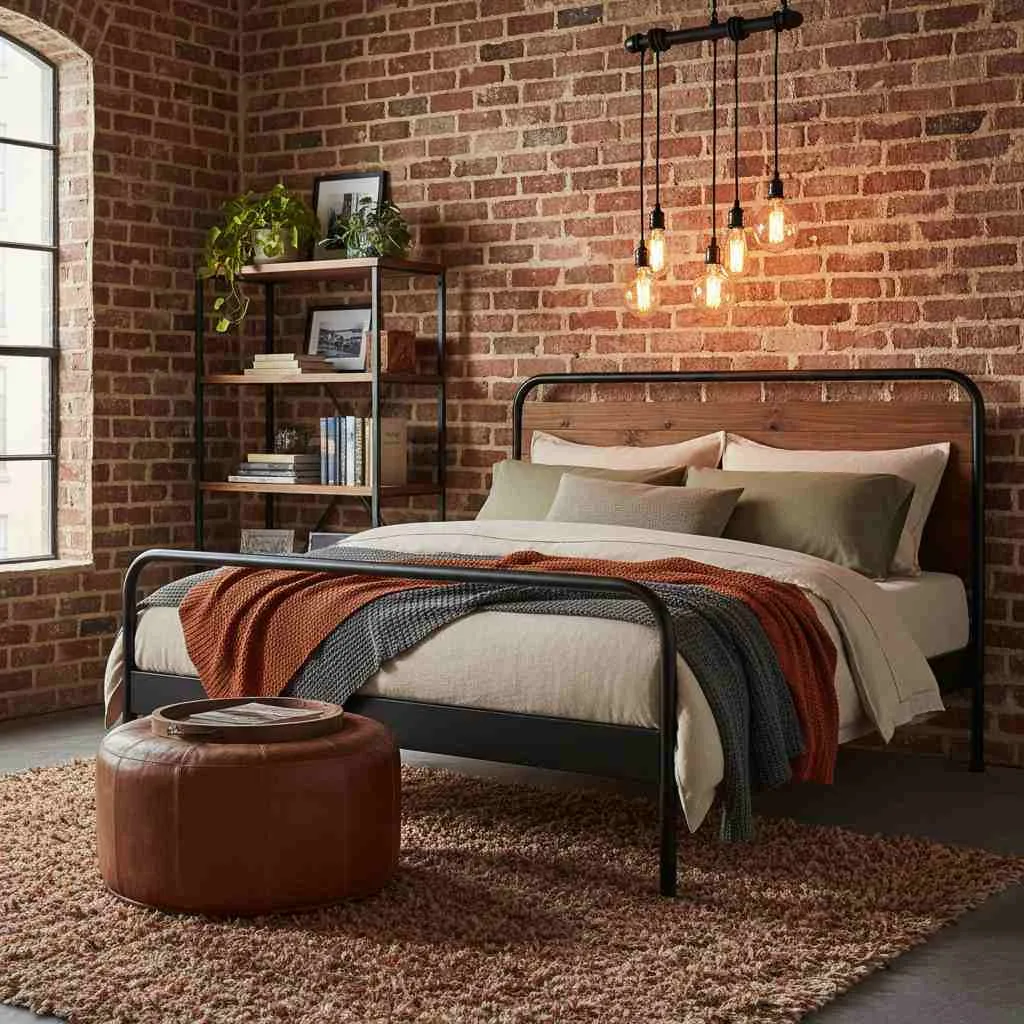 Industrial Comfort with Brick and Warm Bulbs