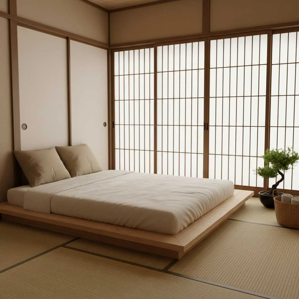 Japanese-Inspired Low Bed Layout