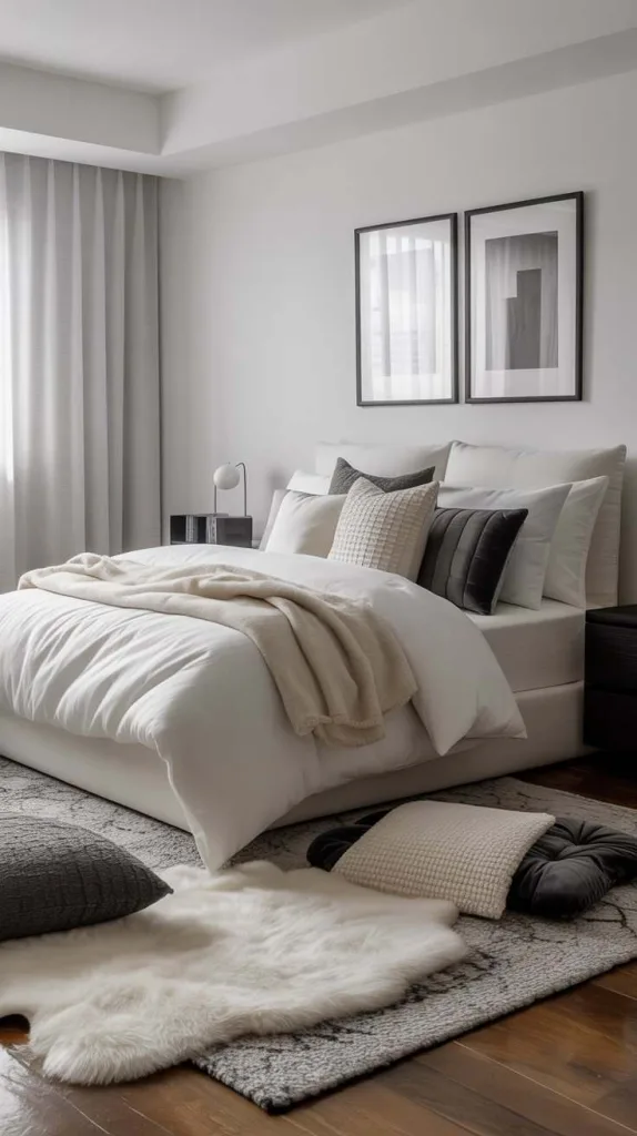 Monochrome Comfort with Plush Layers