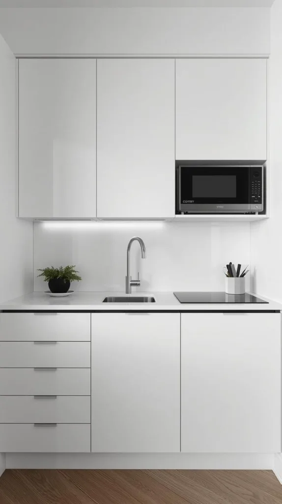 Sleek Monochrome Mini Kitchen