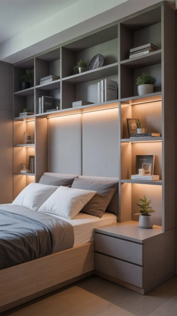 Built-In Headboard with Smart Storage