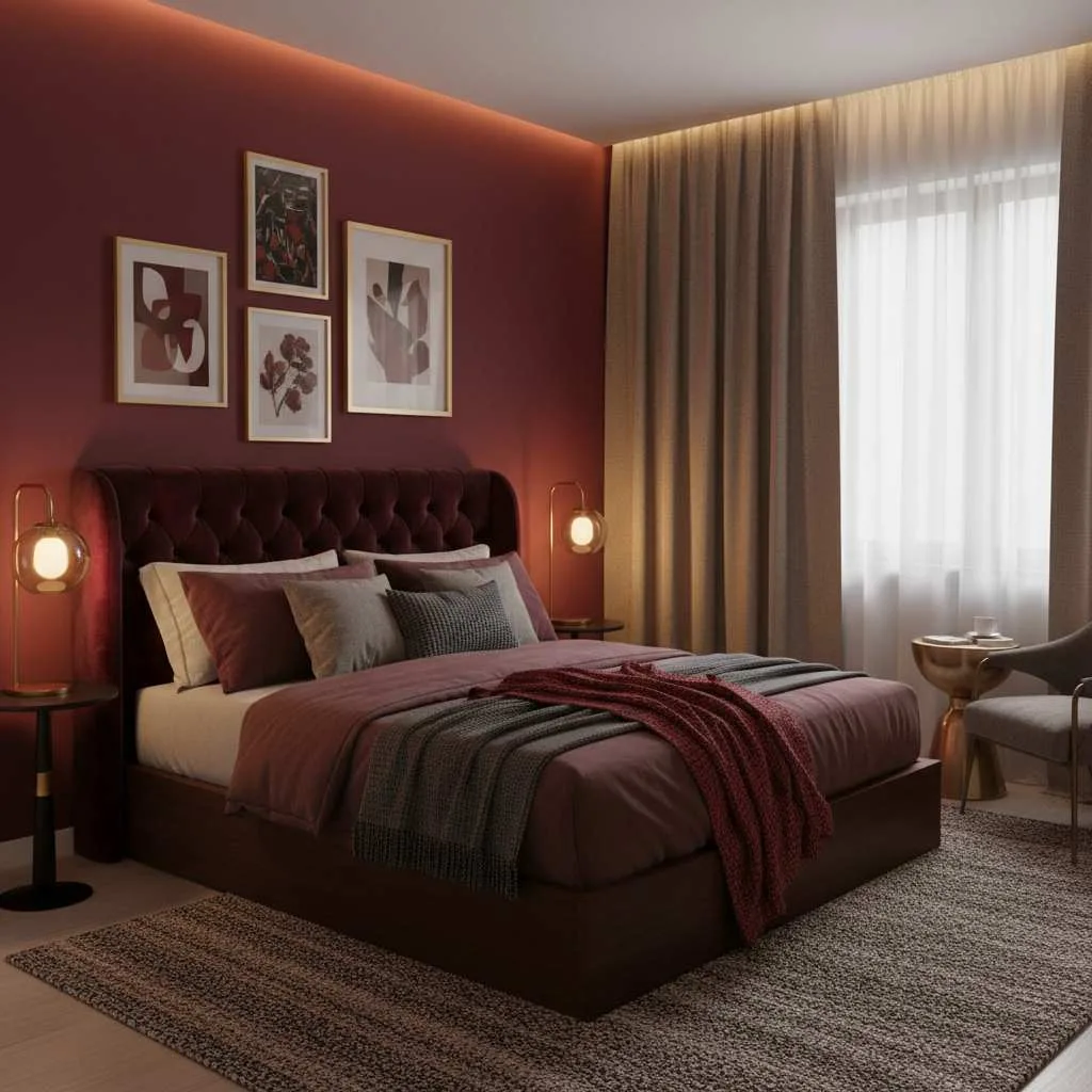 Dark Burgundy Red Bedroom