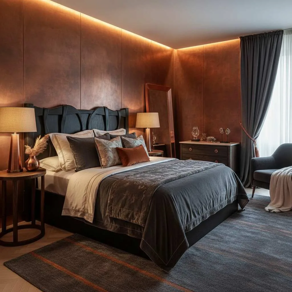Dark Copper Burnt Bedroom