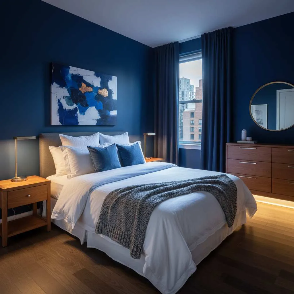 Dark Midnight Blue Bedroom