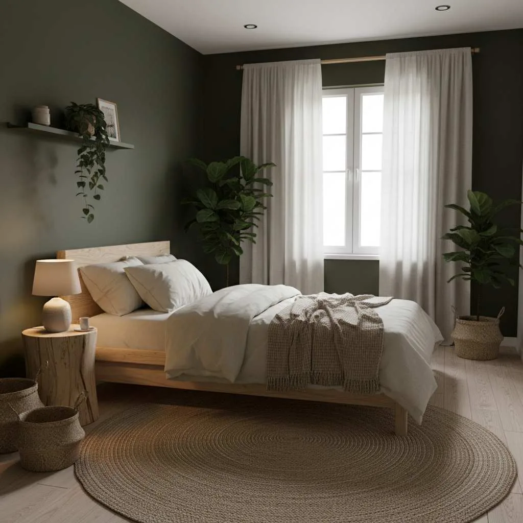 Dark Olive Earthy Bedroom