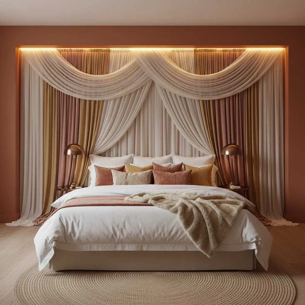 10 Romantic Bedroom Ideas That Sparks Romance 9 Draped Fabric Wall Backdrop