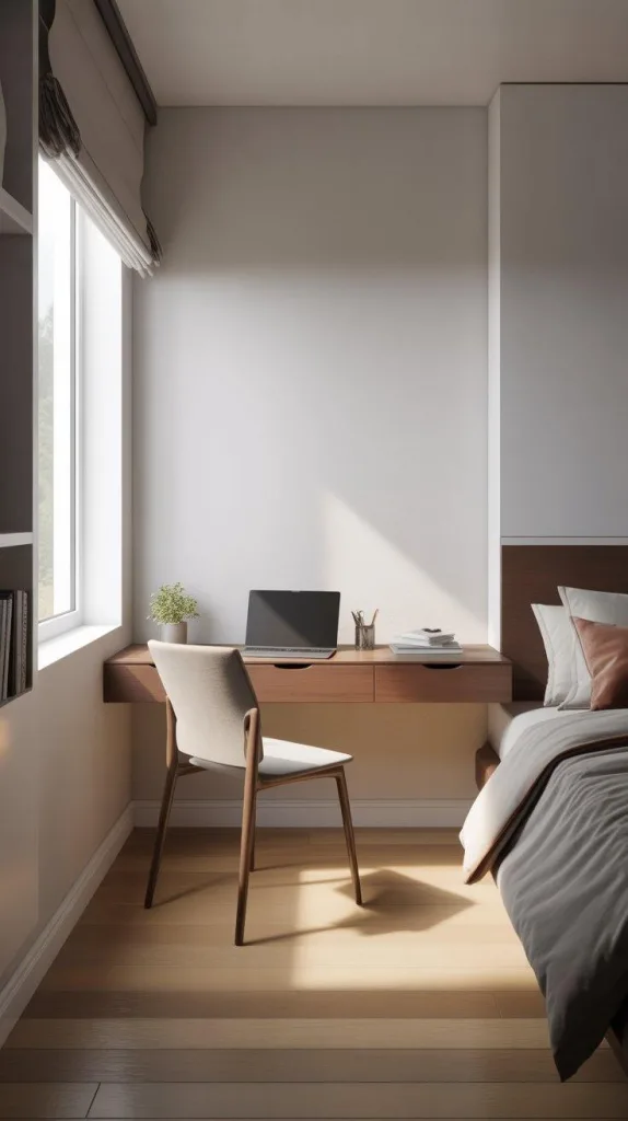 Floating Desk to Preserve Floor Space