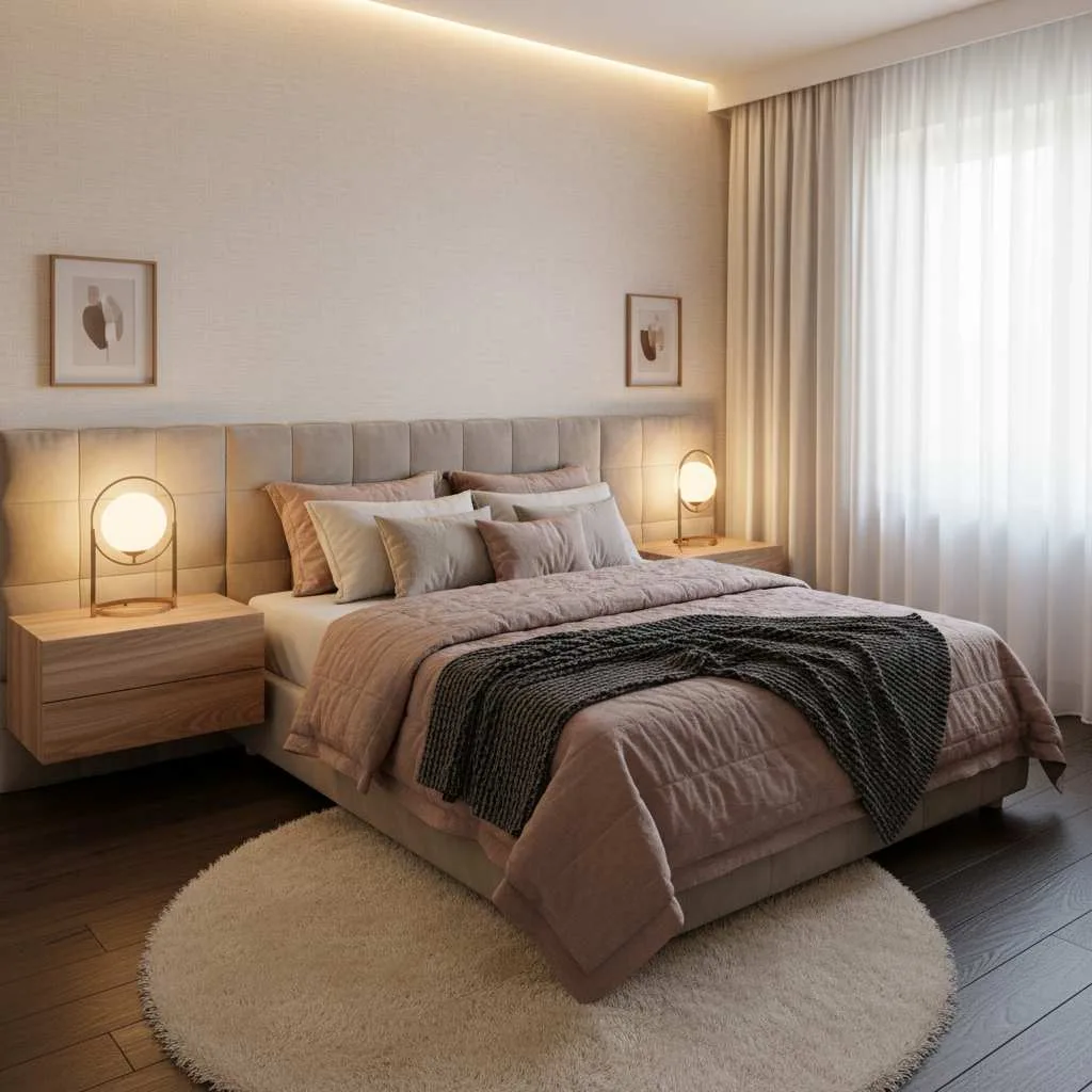 10 Romantic Bedroom Ideas That Sparks Romance 12 Floating Nightstands with Warm Glow