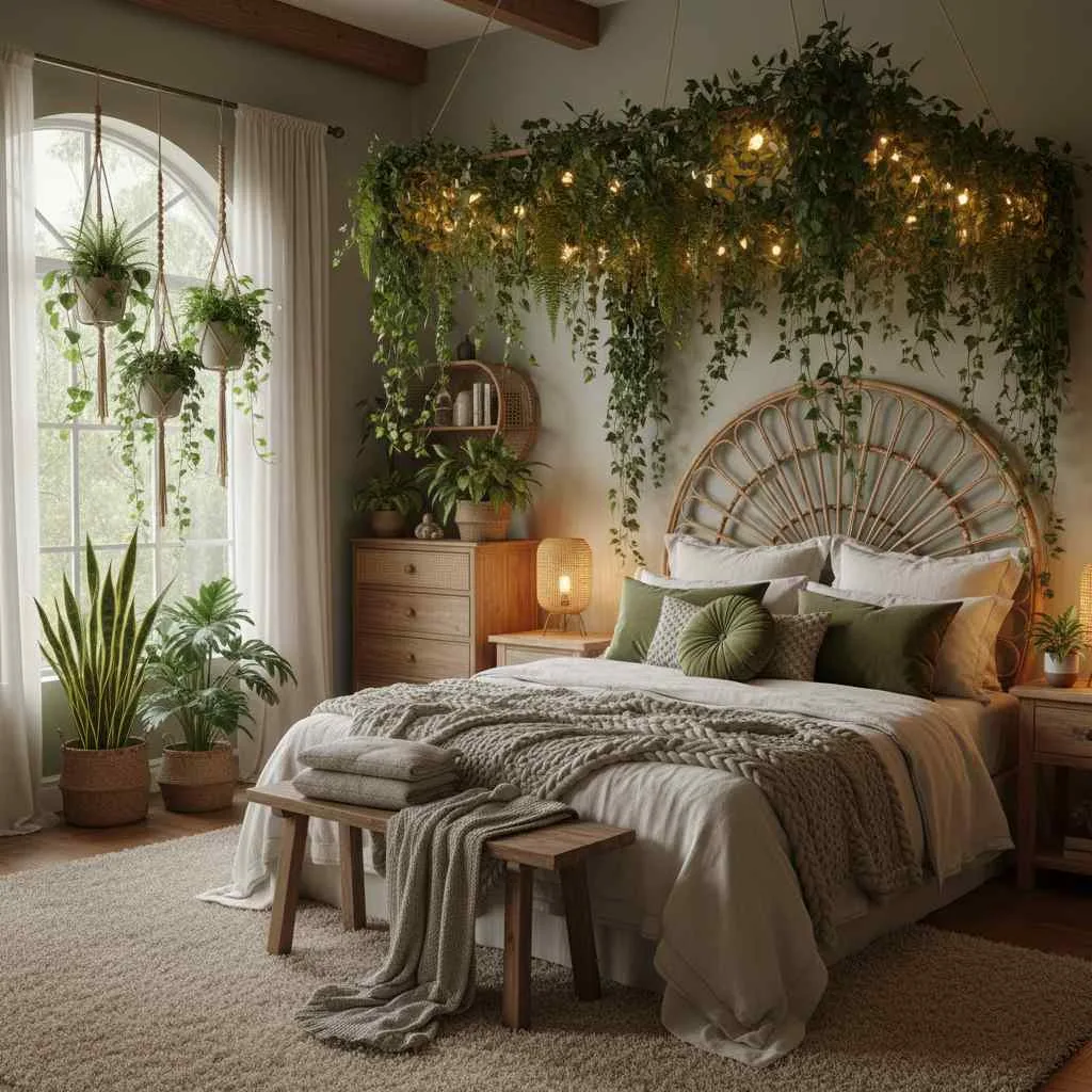 10 Romantic Bedroom Ideas That Sparks Romance 8 Hanging Botanical Canopy