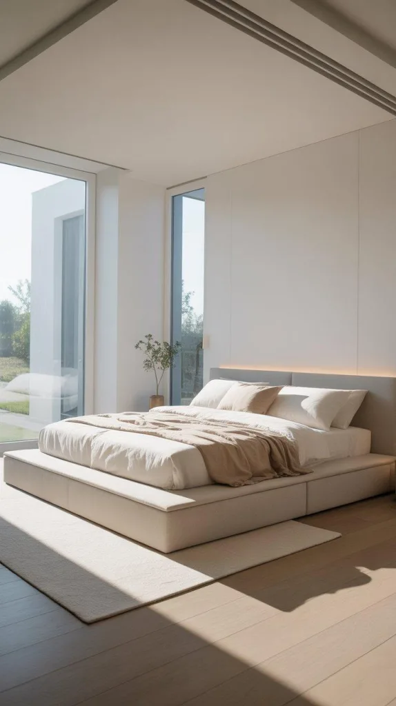 Low-Profile Platform Bed for an Airy Feel