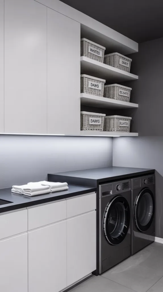 Modern Monochrome Laundry Space