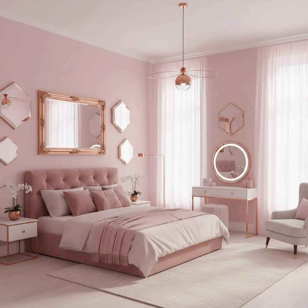 Rose Gold Mirror Charm Bedroom