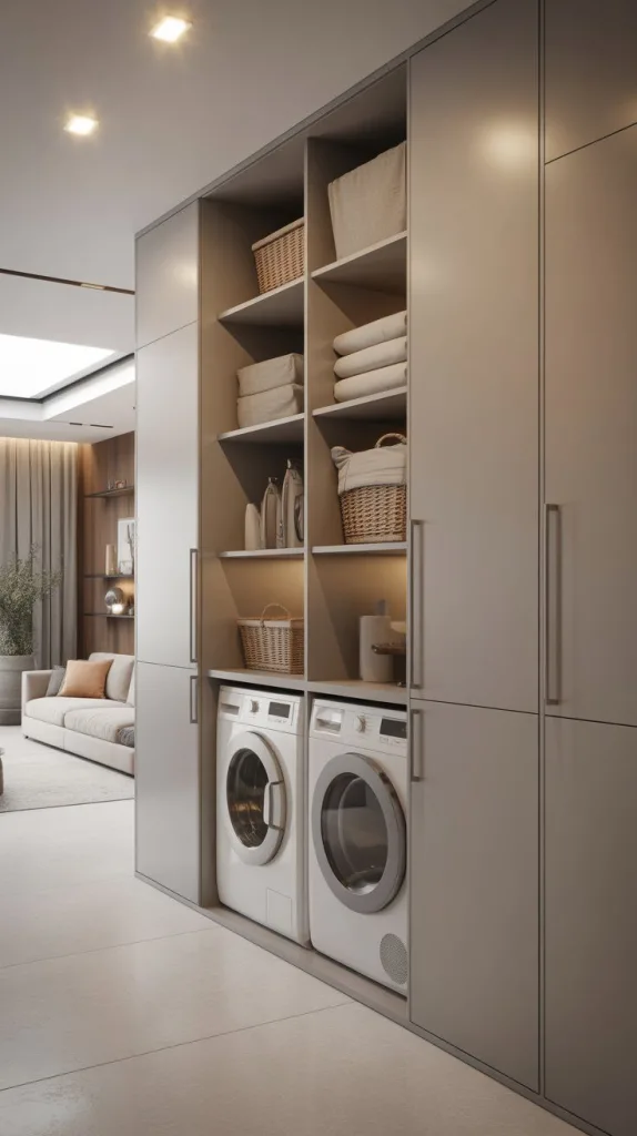 10 Laundry Room Ideas: Stylish Power Zone 3 Seamless Cabinet-Hidden Laundry Wall