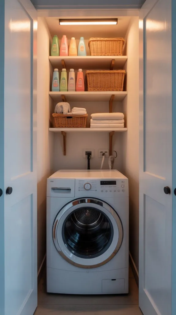 10 Laundry Room Ideas: Stylish Power Zone 2 Smart Vertical Washer-Dryer Corner Layout