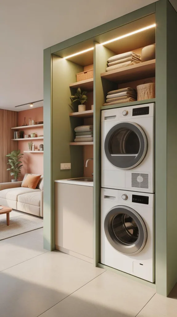 10 Laundry Room Ideas: Stylish Power Zone 7 6. Studio Apartment Laundry Wall Setup