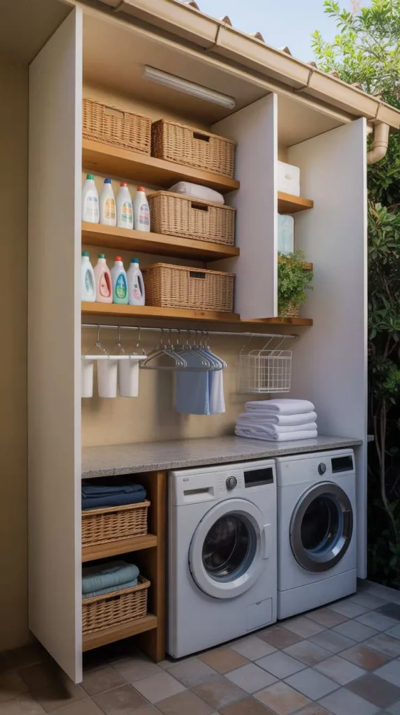 Vertical Storage Outdoor Laundry Layout