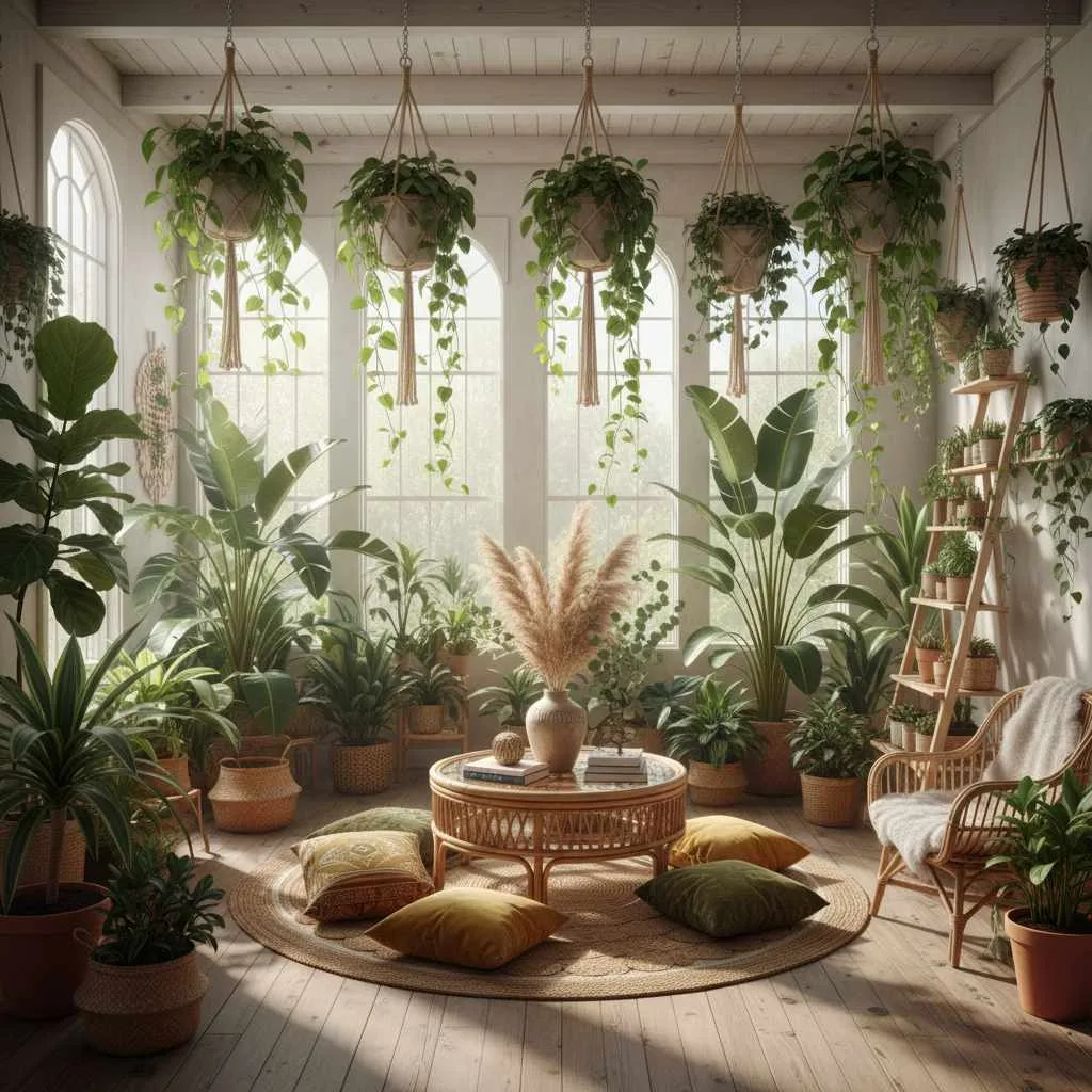 10+ Indoor Garden Decor Ideas: Transform Your Home 5 Bohemian Plant Room Arrangement