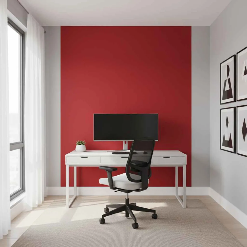 10+ Home Office Paint Ideas: A Workspace You Actually Want to Sit In 5 Bold Red Statement