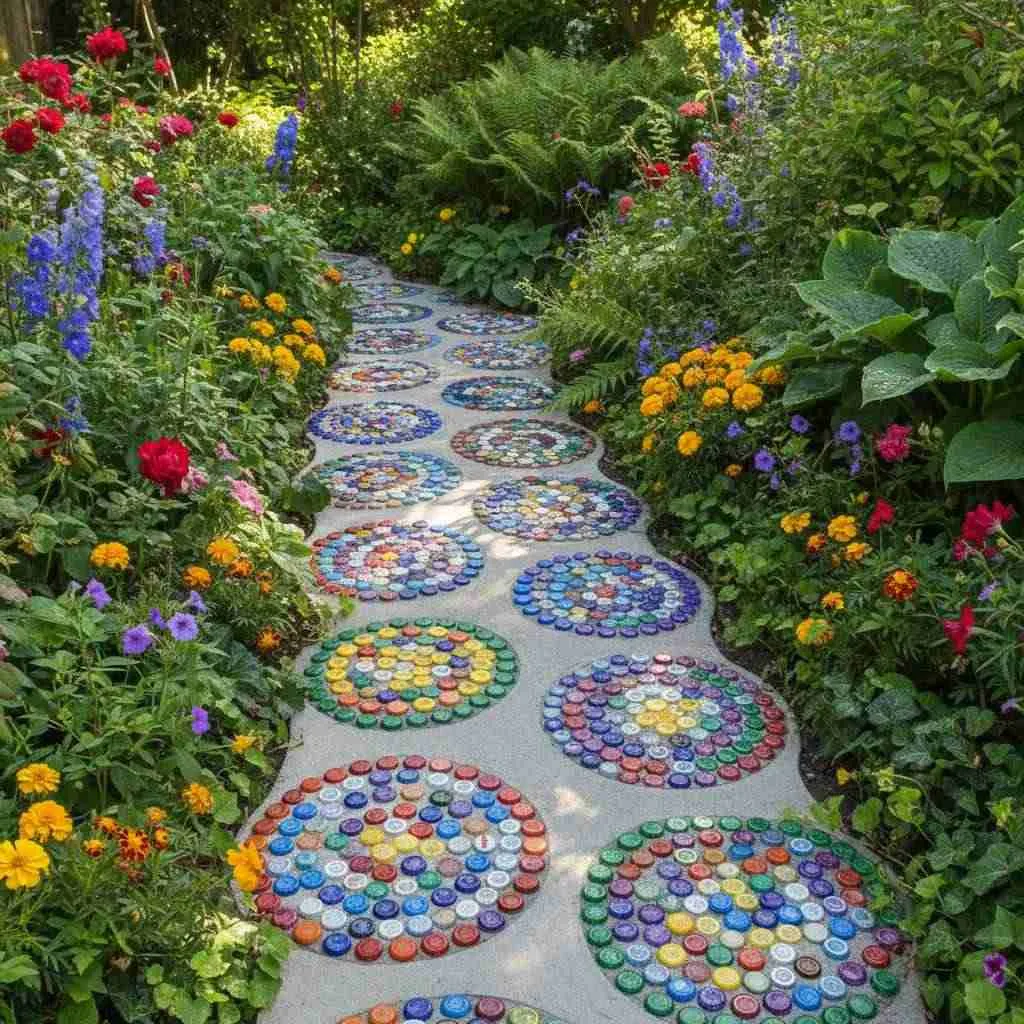 Bottle Cap Mosaic Stepping Stones