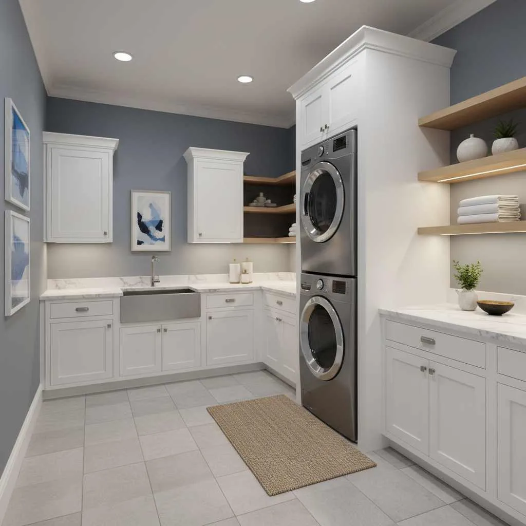 Cool Blue-Gray Laundry Room Modernity