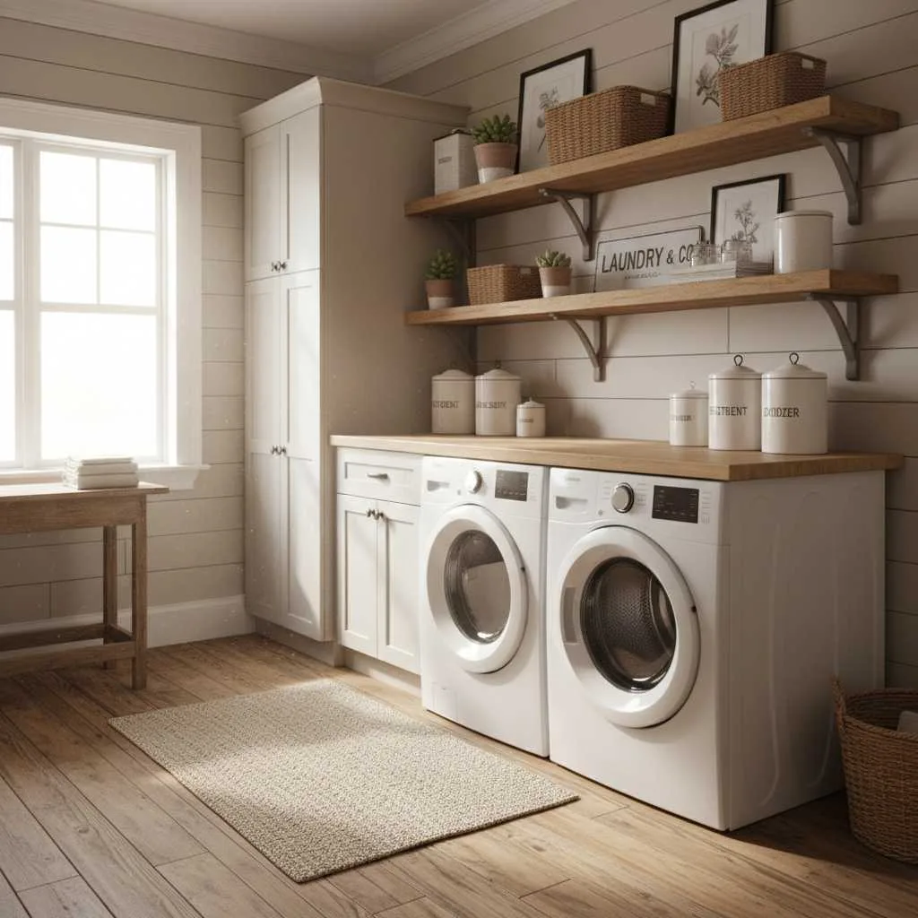 Cozy Shiplap Walls for Laundry Charm