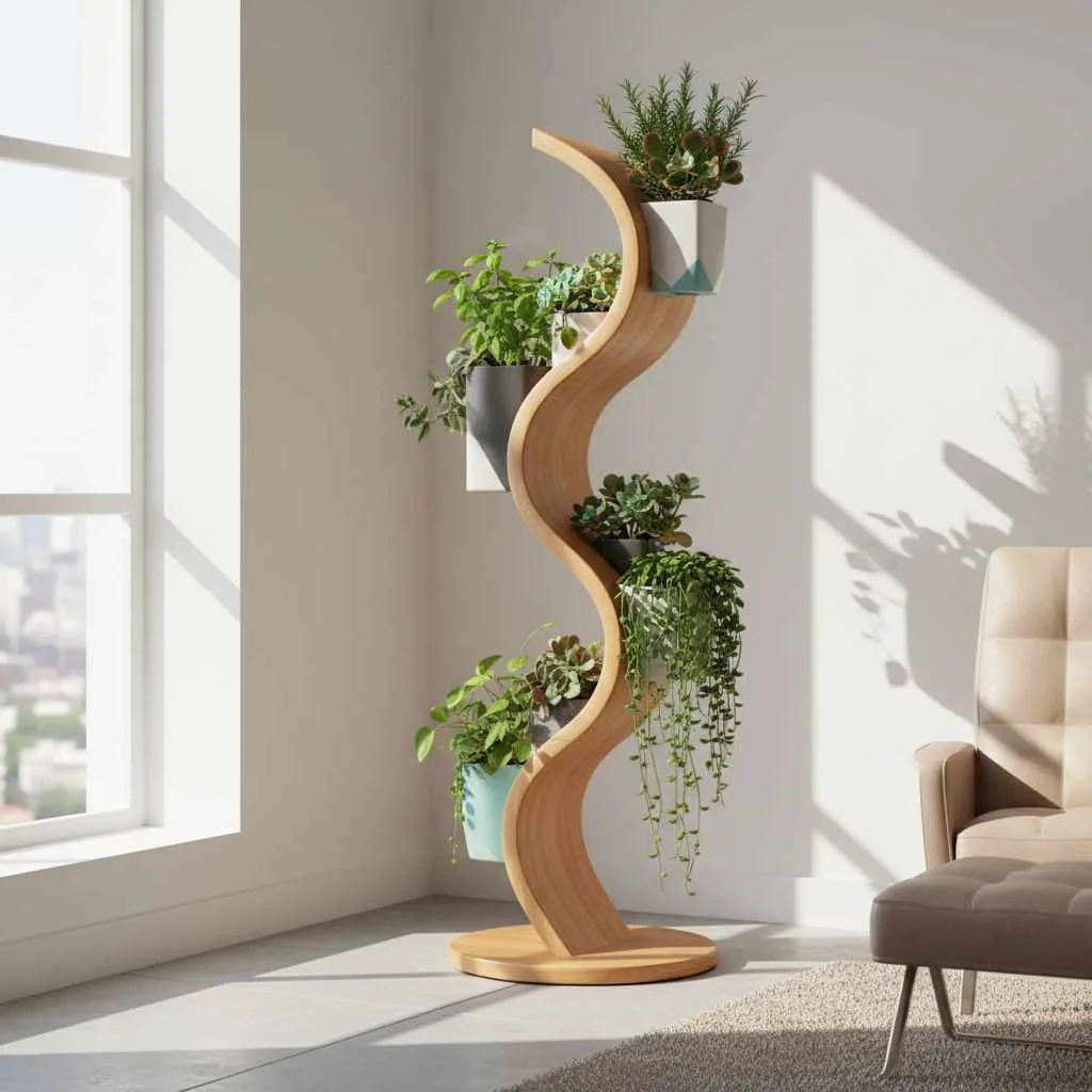 10+ Indoor Garden Decor Ideas: Transform Your Home 3 Curved Vertical Plant Tower