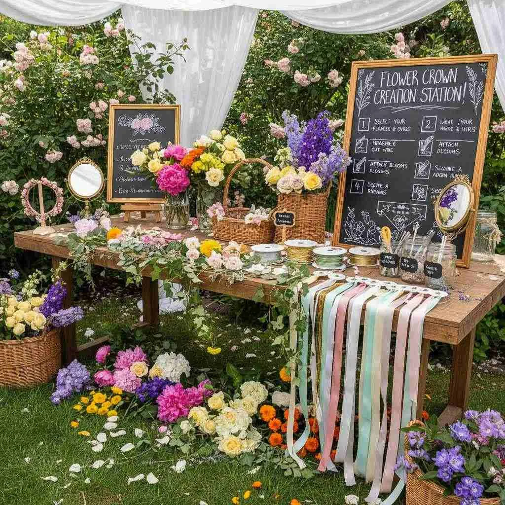 12 Garden Party Bridal Shower Ideas Decor (2026) 6 DIY Flower Crown Station