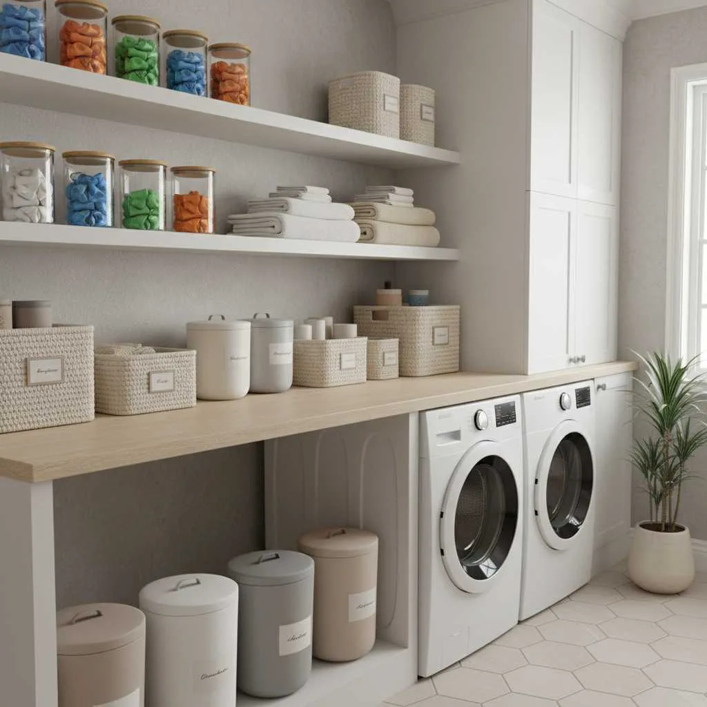 10+ Laundry Room Decor Ideas: Stylish Corner 13 Decorative Storage Displays