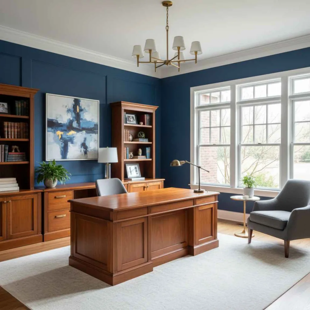 10+ Home Office Paint Ideas: A Workspace You Actually Want to Sit In 3 Deep Blue Focus