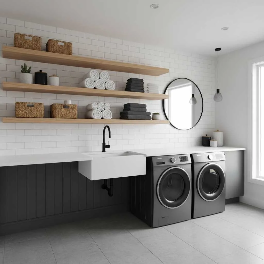 12 Laundry Room Shelves Ideas That Work Well 12 Floating Minimal Shelf Design