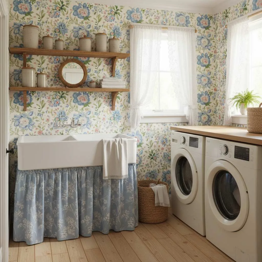 Floral Wallpaper Sink Corner