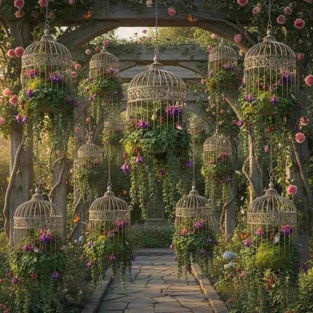 12 Flower Garden Decor Ideas: Blooming Paradise 6 Hanging Birdcages