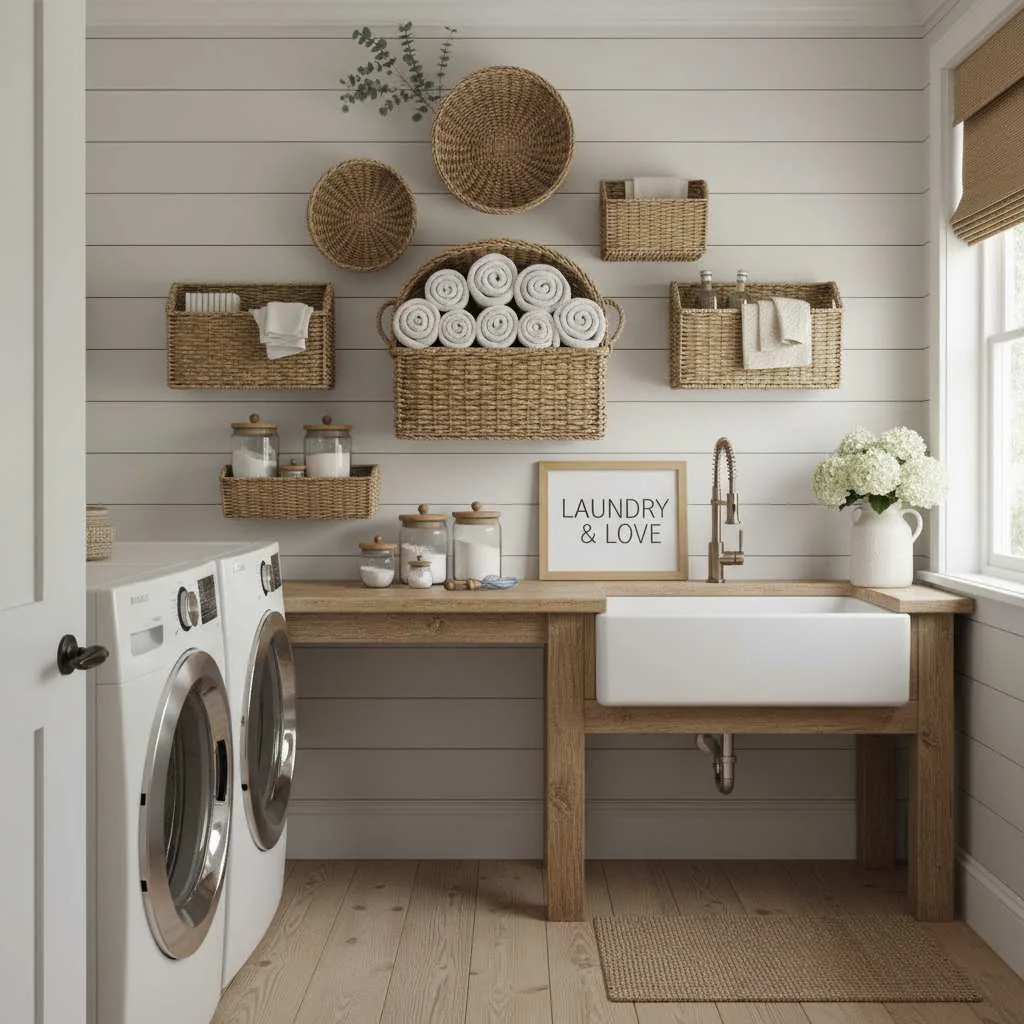 Hanging Woven Basket Wall