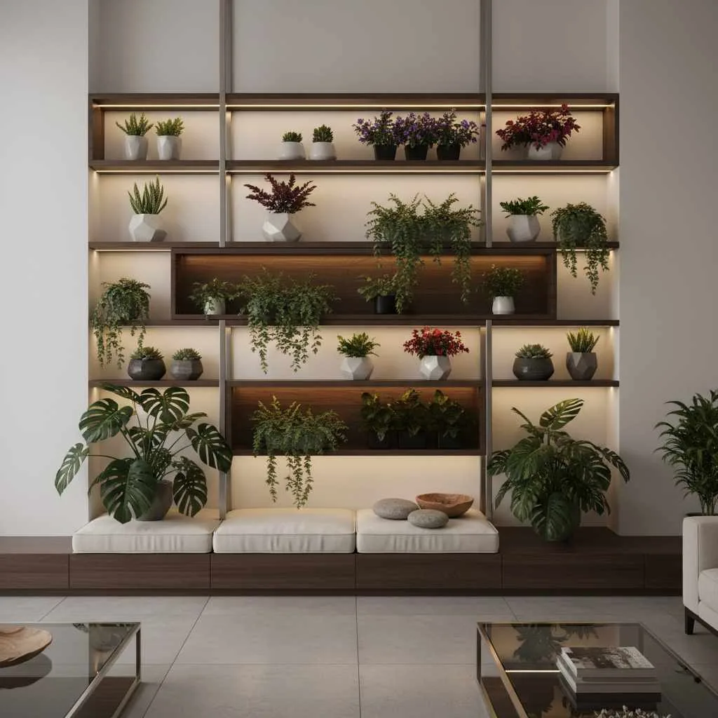 10+ Indoor Garden Decor Ideas: Transform Your Home 7 Illuminated Built-In Plant Shelves