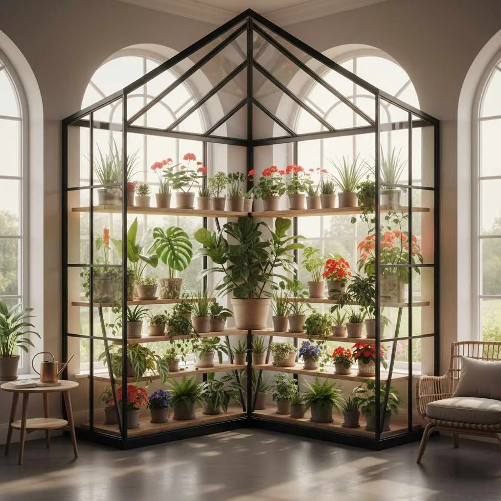 10+ Indoor Garden Decor Ideas: Transform Your Home 9 Indoor Glass Greenhouse Corner