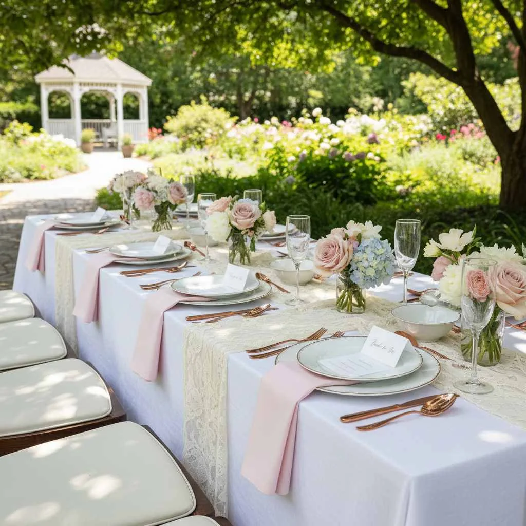 12 Garden Party Bridal Shower Ideas Decor (2026) 10 Lace and Linen Table Decor