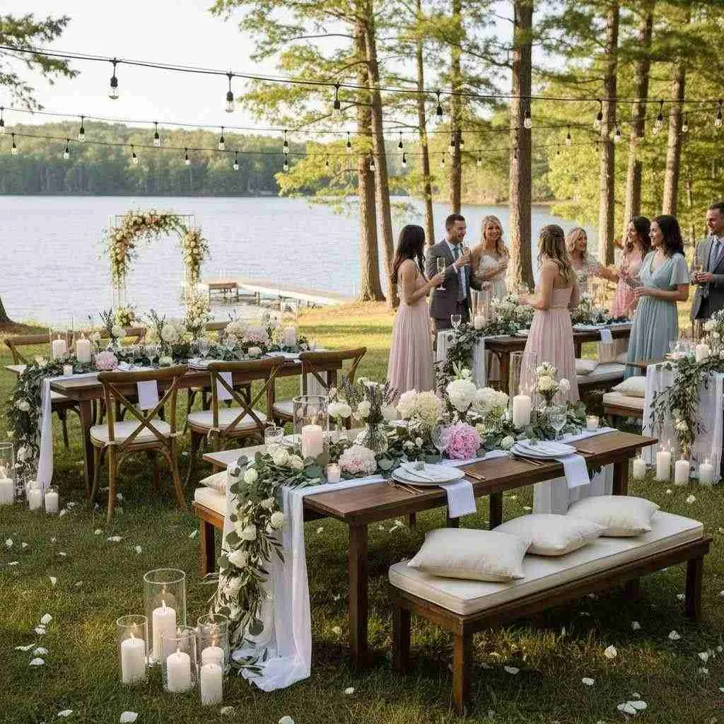 12 Garden Party Bridal Shower Ideas Decor (2026) 11 Lakeside Nature Celebration