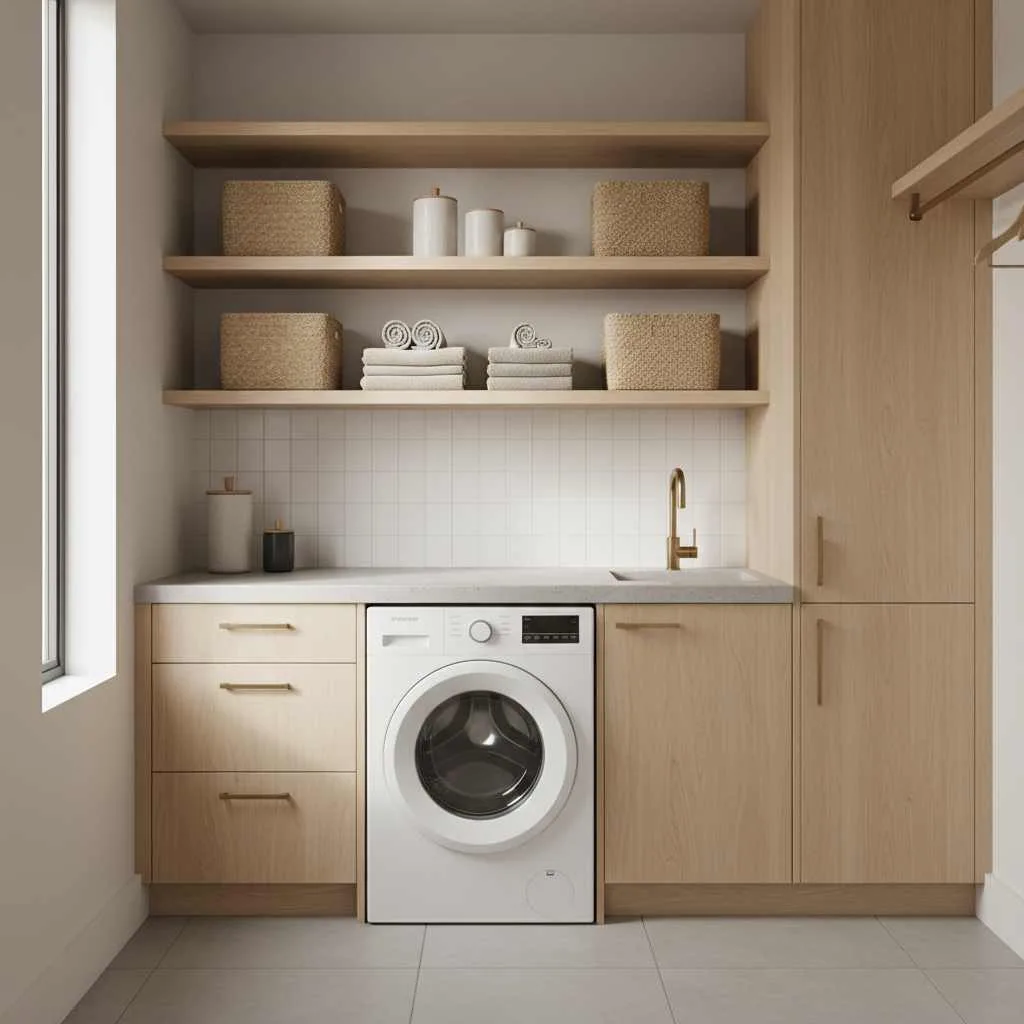 Minimalist Laundry Closet with Clean Lines