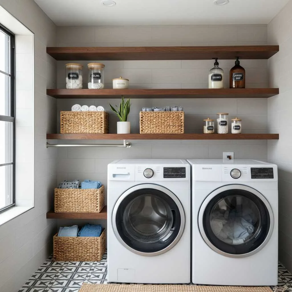 12 Laundry Room Shelves Ideas That Work Well 10 Over-Washer Shelf Rack
