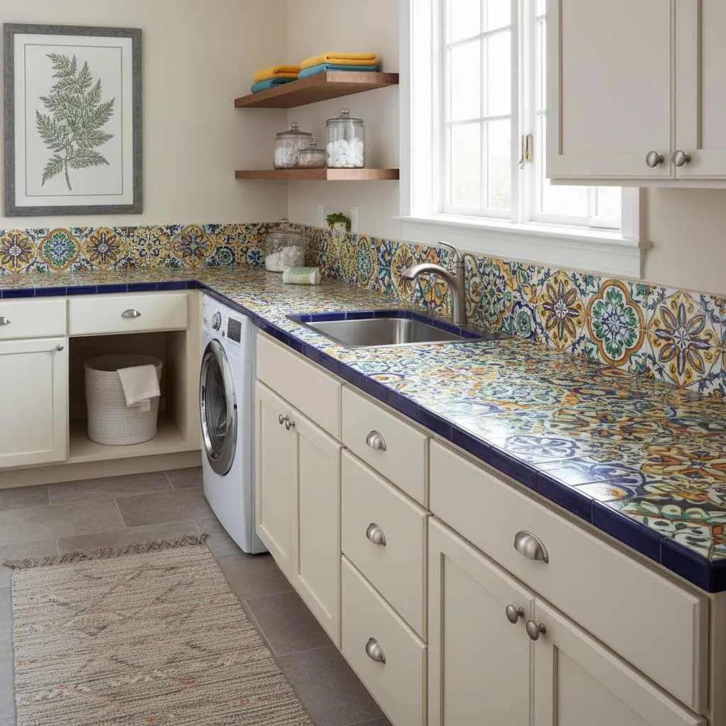 Patterned Ceramic Tile Countertop