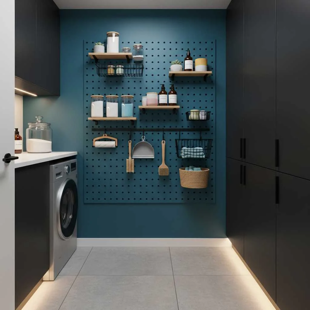 12 Laundry Room Shelves Ideas That Work Well 8 Pegboard Shelf Organizer