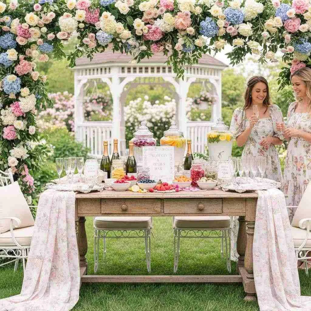 12 Garden Party Bridal Shower Ideas Decor (2026) 3 Prosecco and Petals Bar