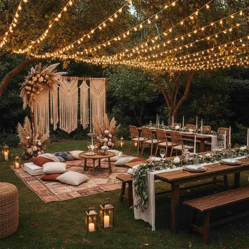 Relaxed Bohemian Lounge Setup