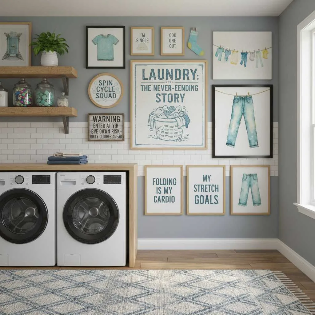 10+ Laundry Room Decor Ideas: Stylish Corner 11 Statement Wall Art