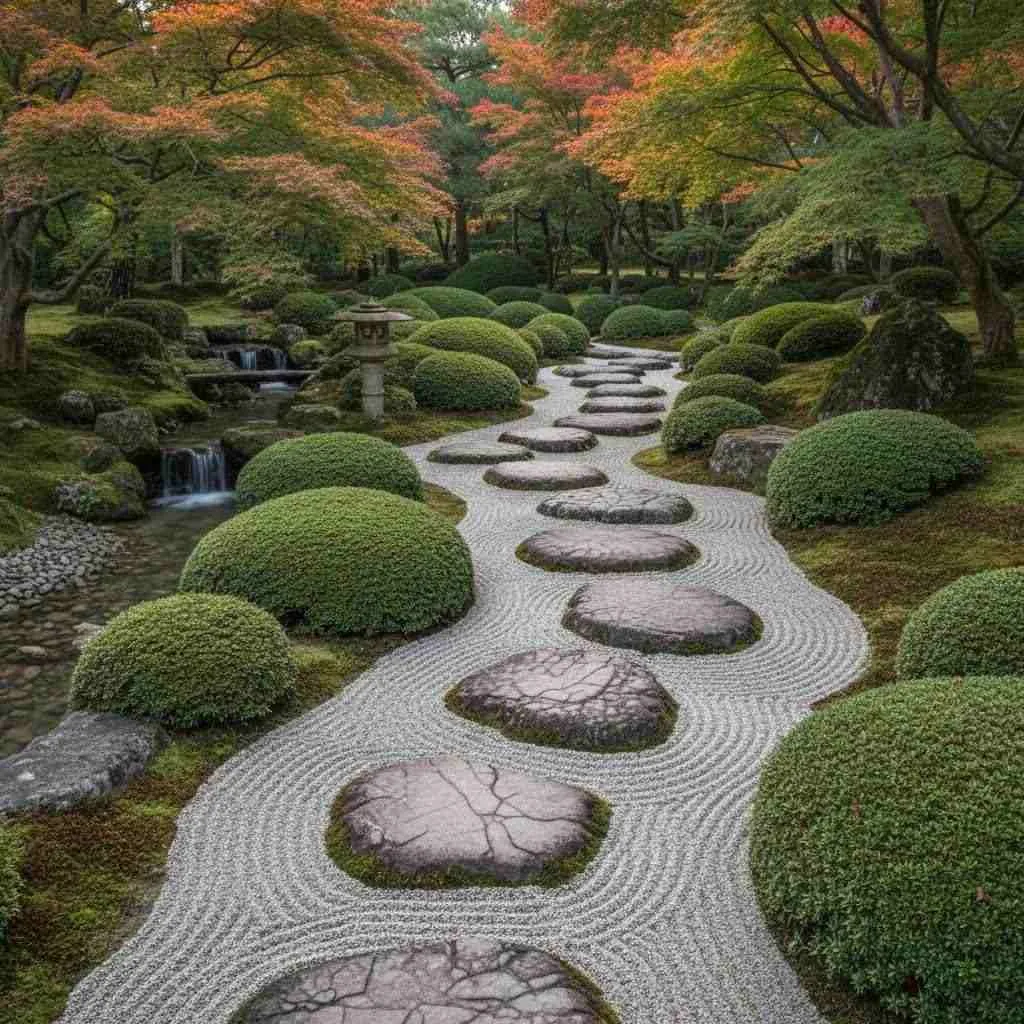 Stone Pathway with Flowing Water