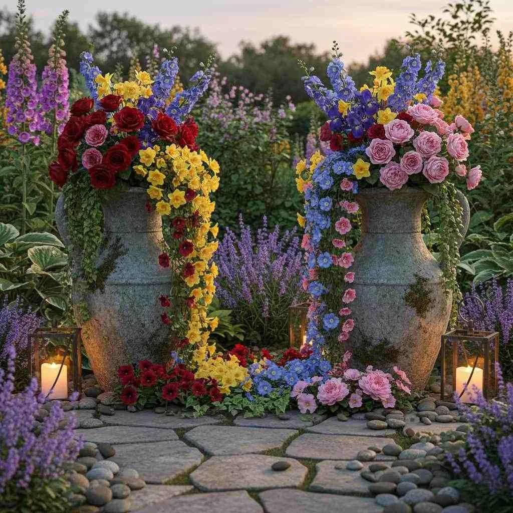 12 Flower Garden Decor Ideas: Blooming Paradise 9 Stone Pitcher Elegance